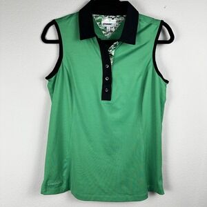 Chase54 Sleeveless Golf Polo Top Womens Medium Green Black Performance Sporty